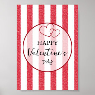 Happy Valentine's Day Heart Stripes Poster