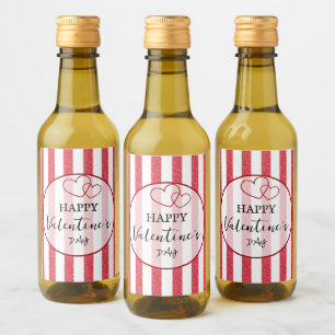Happy Valentine's Day Heart Stripes Wine Label