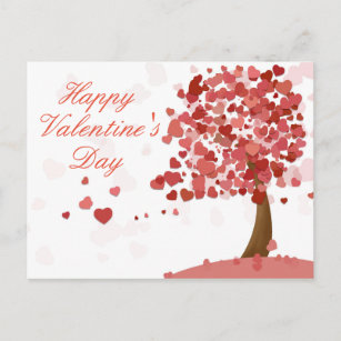 Happy Valentine's Day Heart Tree Red Postcard