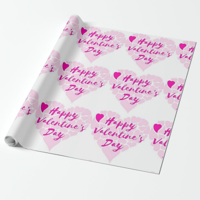  "HAPPY VALENTINE'S DAY" HEART WRAPPING PAPER (Unrolled)