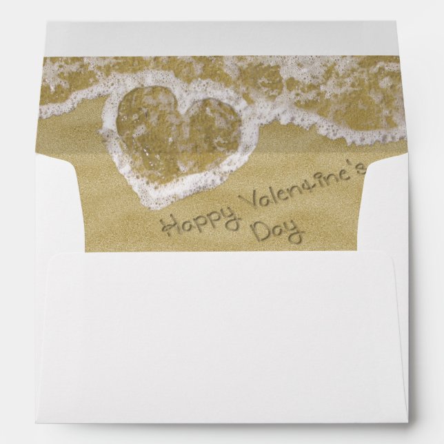 "Happy Valentine's Day" Heart written in Sand Envelope (Back (Bottom))