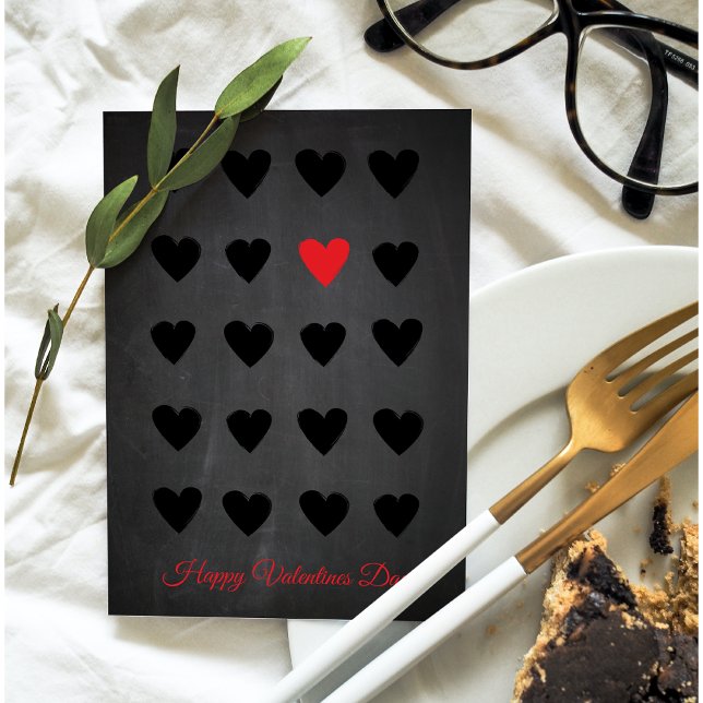 Happy Valentines Day Hearts Black And Red Gift Holiday Card (Creator Uploaded)