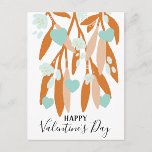 Happy Valentine's Day Hearts Branches Flowers Love Postcard