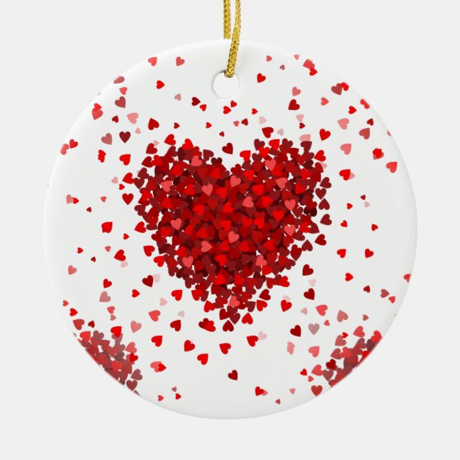 happy valentines day hearts ceramic tree decoration (Front)