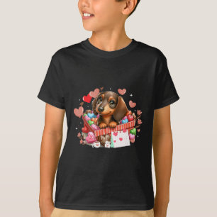 Happy Valentine's Day Hearts Cute Dachshund Dog Lo T-Shirt