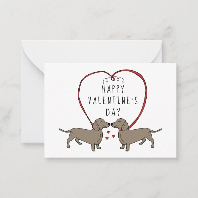 Happy Valentine's Day | Hearts & Dachshunds Card (Front)