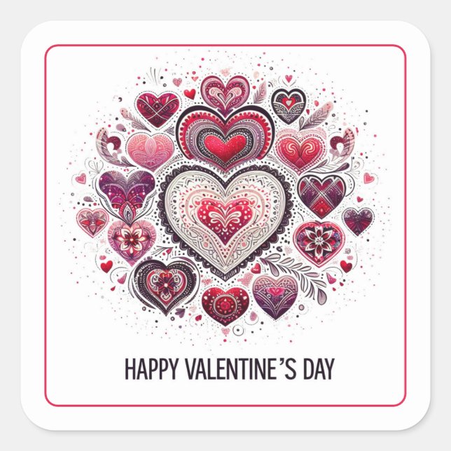 Happy Valentines Day Hearts Envelope Seal (Front)