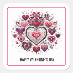 Happy Valentines Day Hearts Envelope Seal