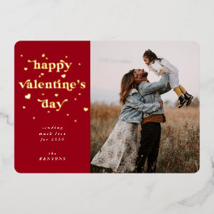 Happy Valentine's Day + Hearts Foil Photo Card