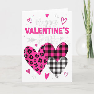 Happy Valentines Day Hearts Girls Women Leopard An Card