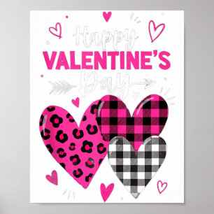 Happy Valentines Day Hearts Girls Women Leopard An Poster