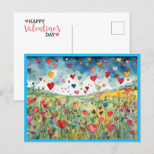 Happy Valentine's Day Hearts Holiday Postcard