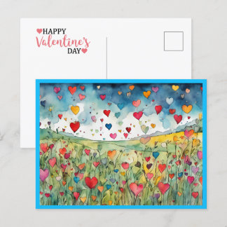 Happy Valentine's Day Hearts Holiday Postcard
