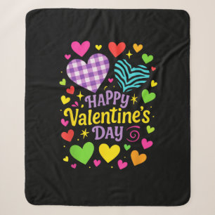 Happy Valentine's Day - Hearts Love Sherpa Blanket