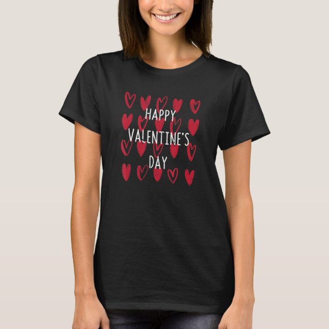 Happy Valentine's Day Hearts  Love Valentine Red H T-Shirt (Front)