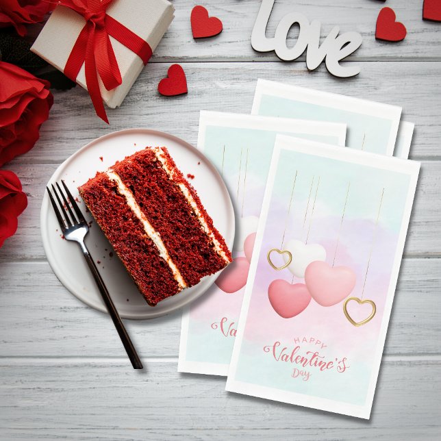 Happy Valentine's Day Hearts on String Napkin (Creator Uploaded)