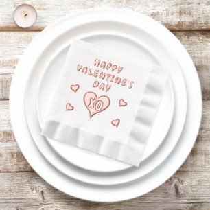 Happy Valentine's Day Hearts Pattern Foil Napkins