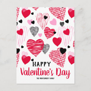 "Happy Valentine's Day" Hearts Personalised Postcard