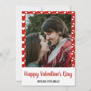Happy Valentine's Day Hearts Photo Holiday Card