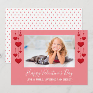 Happy Valentine's Day Hearts Pink Flat Photo Card