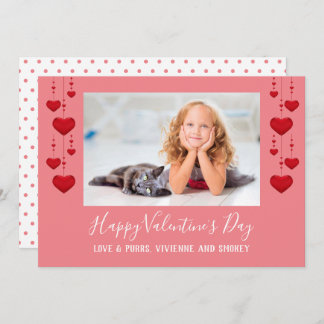 Happy Valentine's Day Hearts Pink Flat Photo Card