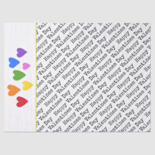 Happy Valentines Day Hearts Rainbow Colours Kids  Tissue Paper