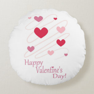 "HAPPY VALENTINE'S DAY" HEARTS ROUND CUSHION