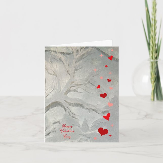 Happy Valentine's Day Hearts & Stars Card (Front)