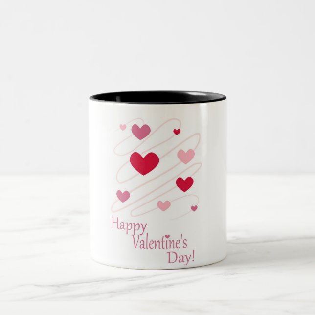 "HAPPY VALENTINE'S DAY" HEARTS Two-Tone COFFEE MUG (Center)