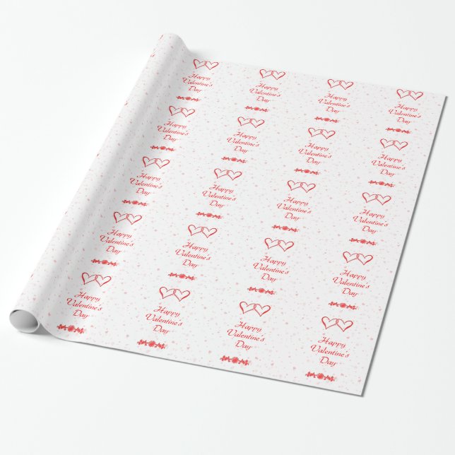 Happy Valentine's Day Hearts Wrapping Paper (Unrolled)
