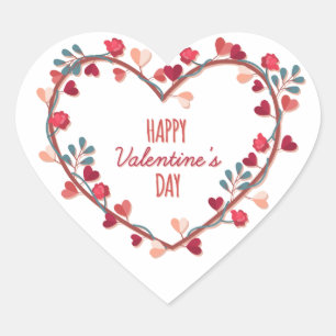 Happy Valentine's Day Hearts Wreath Sticker