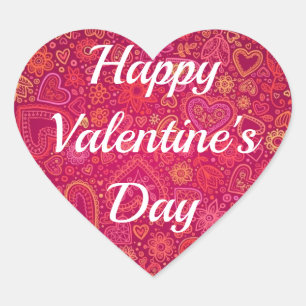 Happy Valentine's Day Hearts Your Text 20 STICKERS