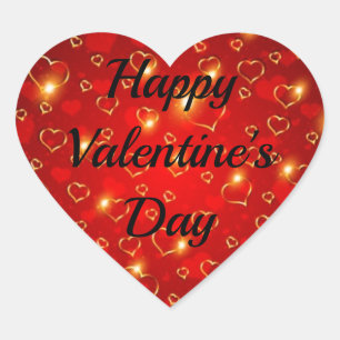 Happy Valentine's Day Hearts Your Text 20 STICKERS