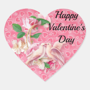 Happy Valentine's Day Hearts Your Text 20 STICKERS