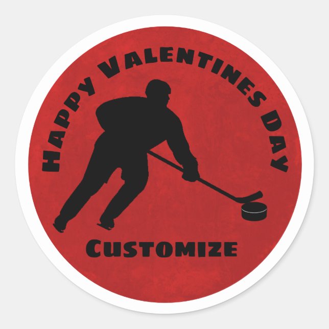 Happy Valentines Day Hockey Player Sticker (Front)