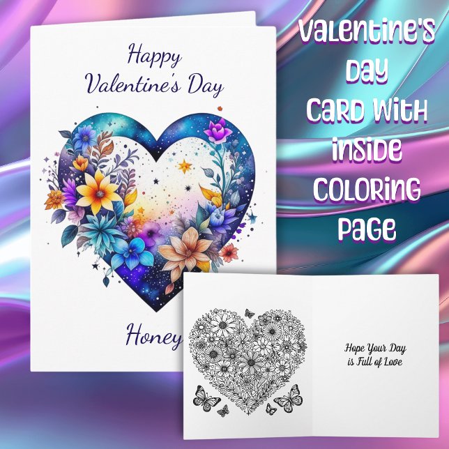 Happy Valentine's Day Honey | Colouring Page Card (Creator Uploaded)