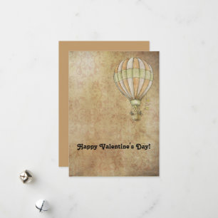 Happy Valentine's Day Hot Air Balloon Steampunk Holiday Card