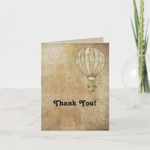 Happy Valentine's Day Hot Air Balloon Steampunk Thank You Card