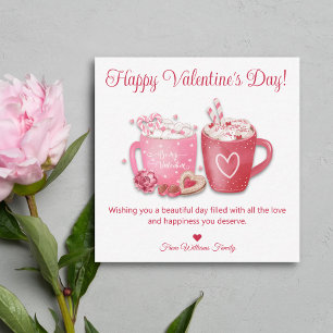 happy valentines day,hot chocolate pink holiday card