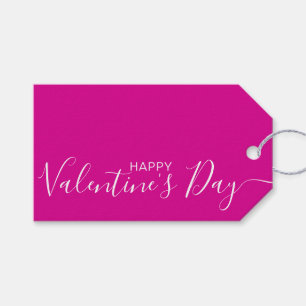 Happy Valentine's Day Hot Pink White Modern Gift Tags