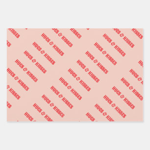 Happy Valentine's Day Hugs & Kisses Love Custom Wrapping Paper Sheet
