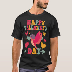 Happy Valentines Day Hummingbird Heart Love Groovy T-Shirt