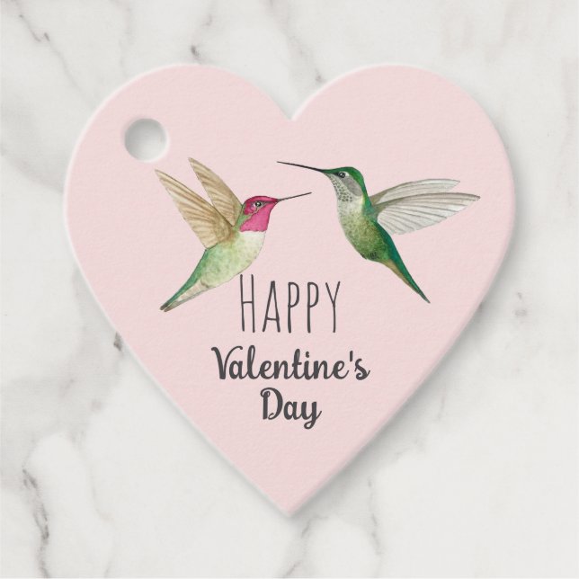 Happy Valentine's Day Hummingbirds   Favour Tags (Front)