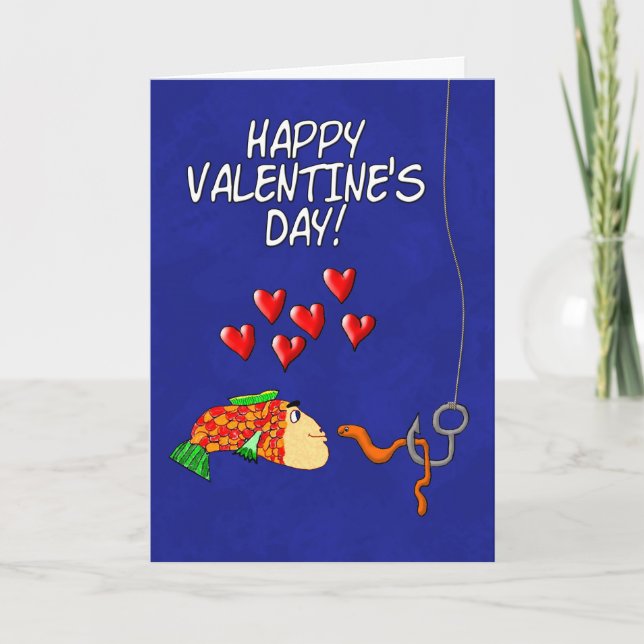 Happy Valentine's Day Humour Fish and Bait Holiday Card (Front)