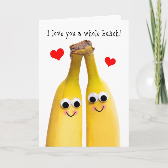 Happy Valentine's Day I Love You Banana Humour  Holiday Card (Front)