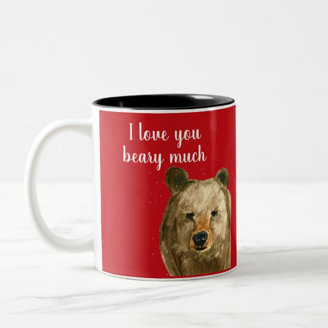 Happy Valentine's Day I love you beary much Two-Tone Coffee Mug (Left)