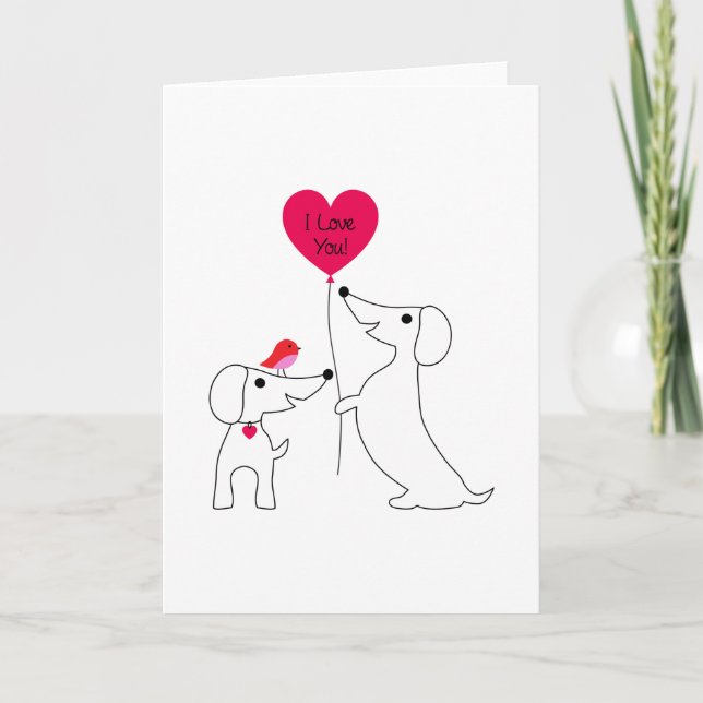HAPPY VALENTINE'S DAY | I Love You Dachshunds Card (Front)