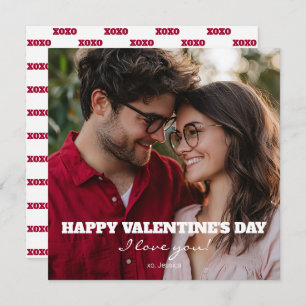 Happy Valentine's Day I Love You XOXO Modern Photo Holiday Card