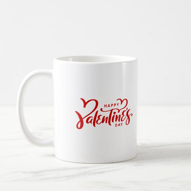 Happy Valentine's Day in Red Coffee Mug (Left)