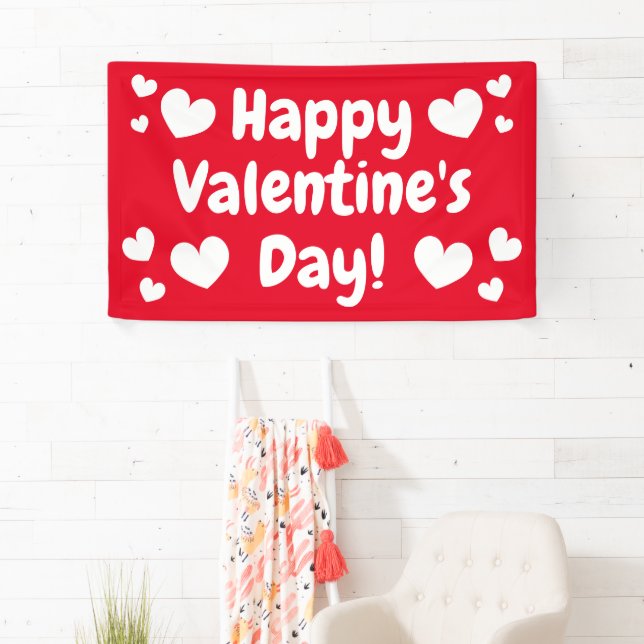 Happy Valentine's Day indoor outdoor banner sign (Insitu)